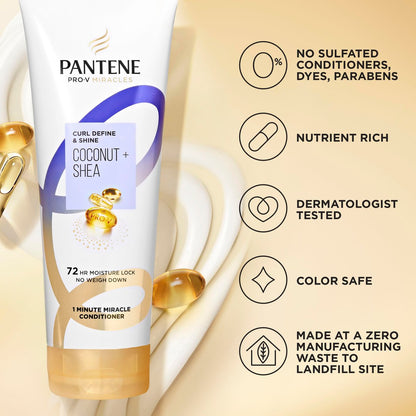 Pantene Pro-V Miracles Curl Define & Shine Coconut + Shea 1 Minute Miracle Conditioner, 10.9 FL OZ Avelisse