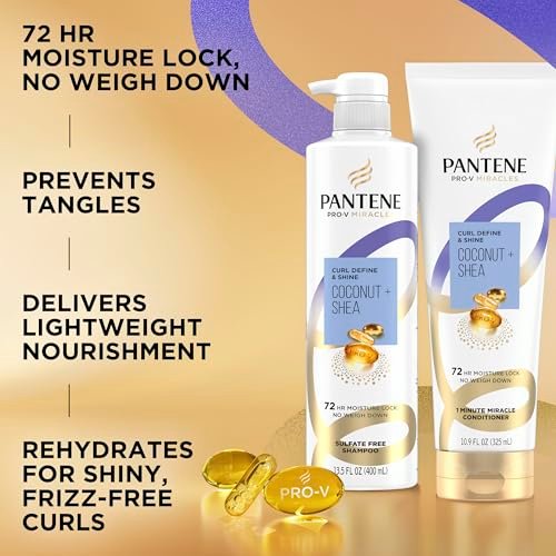 Pantene Pro-V Miracles Curl Define & Shine Coconut + Shea 1 Minute Miracle Conditioner, 10.9 FL OZ Avelisse