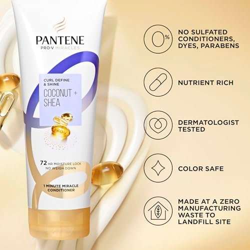 Pantene Pro-V Miracles Curl Define & Shine Coconut + Shea 1 Minute Miracle Conditioner, 10.9 FL OZ Avelisse