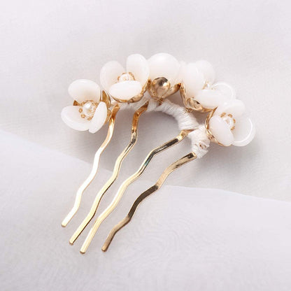 2pcs Chinese Flowers Hair Stick, Pearl U-shape Hairpin for Women, Traditional Classical Flower Hair Fork, Temperament Cheongsam Disk Hair Accessories