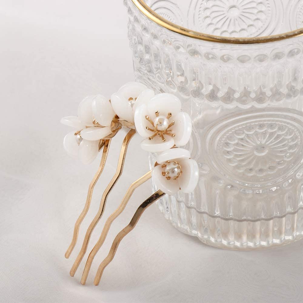 2pcs Chinese Flowers Hair Stick, Pearl U-shape Hairpin for Women, Traditional Classical Flower Hair Fork, Temperament Cheongsam Disk Hair Accessories - görsel 9