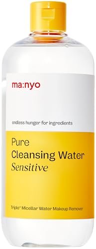 MANYO Pure Cleansing Water - Triple Micellar Technology for Sensitive Skin, Makeup Remover & Hydrating Cleanser, Korean Skincare, 16.9 fl oz (500ml) Avelisse