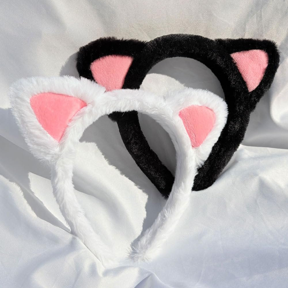 ajdvart Cat Ears Headband 2-Pack – Plush Fuzzy Headbands for Cosplay, Makeup, Yoga, Spa & Photo Props — One Size Fits Most - görsel 11