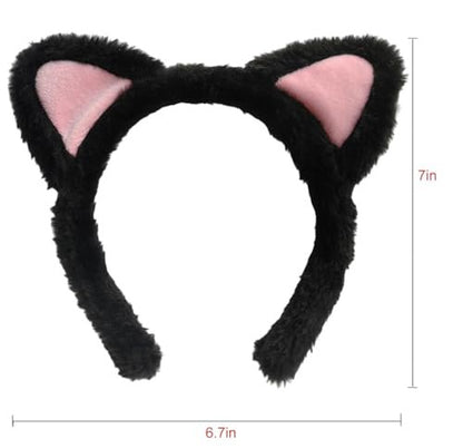 ajdvart Cat Ears Headband 2-Pack – Plush Fuzzy Headbands for Cosplay, Makeup, Yoga, Spa & Photo Props — One Size Fits Most