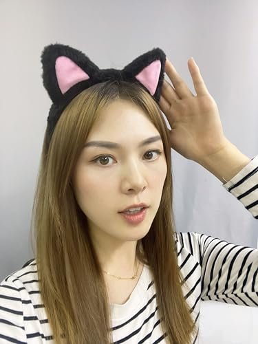ajdvart Cat Ears Headband 2-Pack – Plush Fuzzy Headbands for Cosplay, Makeup, Yoga, Spa & Photo Props — One Size Fits Most - görsel 4