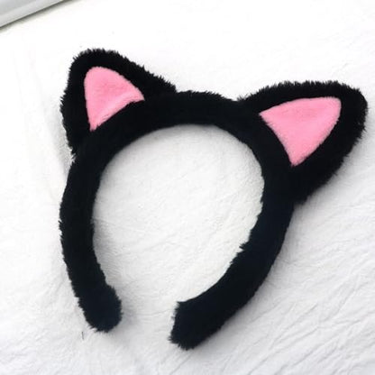 ajdvart Cat Ears Headband 2-Pack – Plush Fuzzy Headbands for Cosplay, Makeup, Yoga, Spa & Photo Props — One Size Fits Most