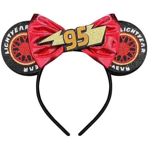 Bmobuo Sequin Mouse Ears Headband for Women - Cute Bow Headpiece for Halloween (02-Car) - görsel 2