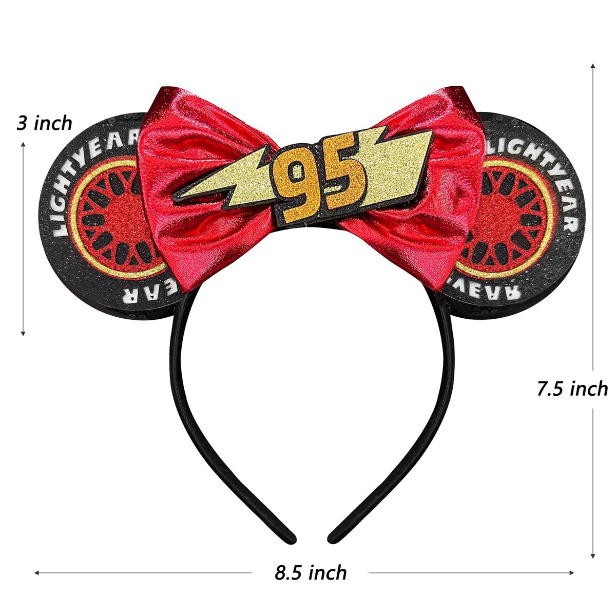 Bmobuo Sequin Mouse Ears Headband for Women - Cute Bow Headpiece for Halloween (02-Car) - görsel 3