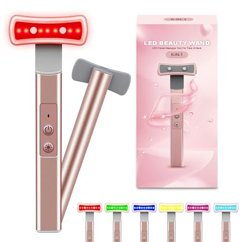 6 in 1 LED Light Therapy Face Wand: Red Light, Microcurrent, Vibration & Thermal Anti-Aging Skincare Tool Avelisse