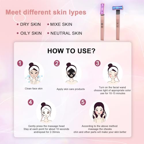 6 in 1 LED Light Therapy Face Wand: Red Light, Microcurrent, Vibration & Thermal Anti-Aging Skincare Tool Avelisse