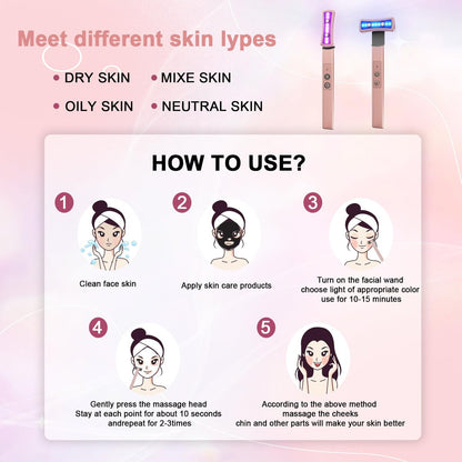 6 in 1 LED Light Therapy Face Wand: Red Light, Microcurrent, Vibration & Thermal Anti-Aging Skincare Tool Avelisse