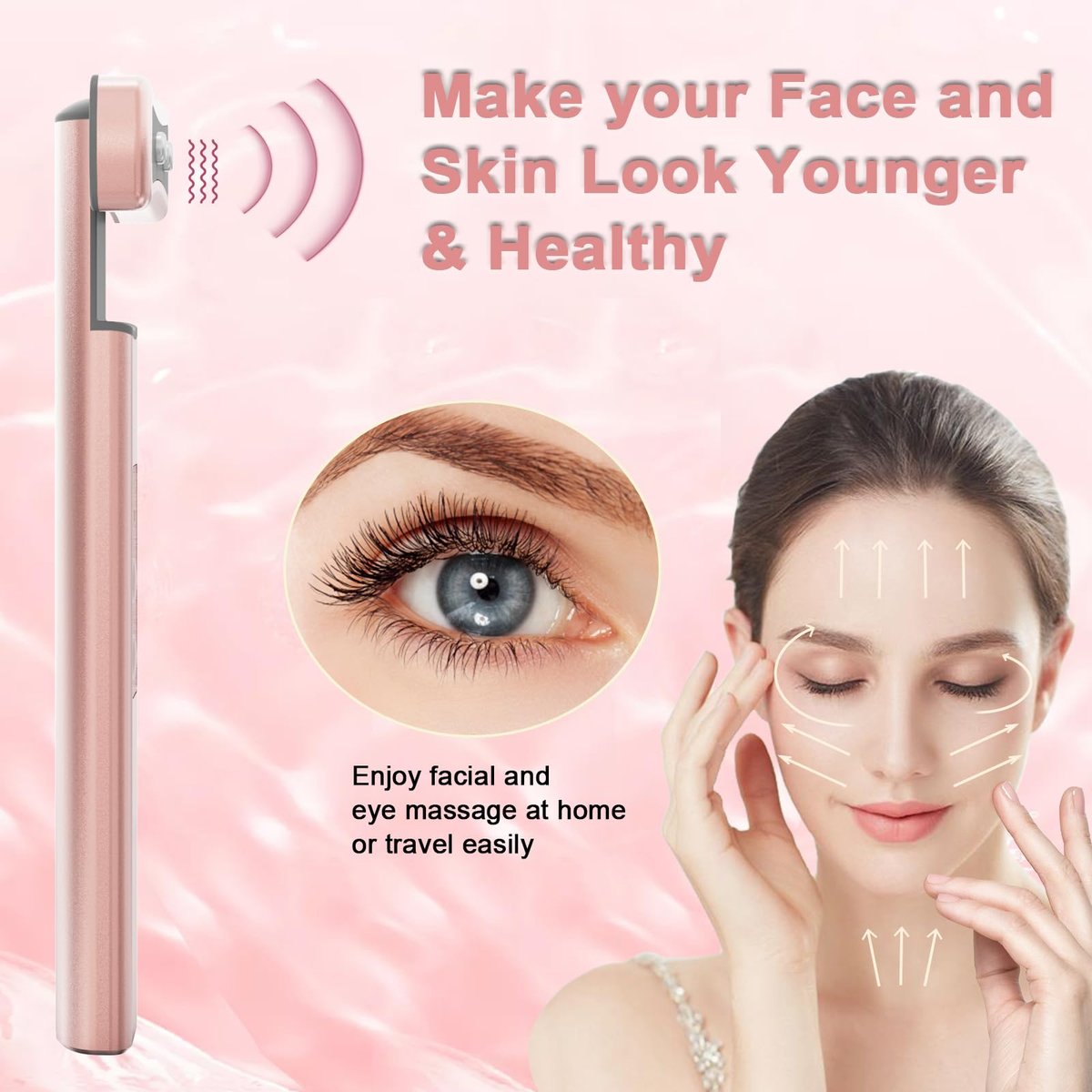 6 in 1 LED Light Therapy Face Wand: Red Light, Microcurrent, Vibration & Thermal Anti-Aging Skincare Tool Avelisse