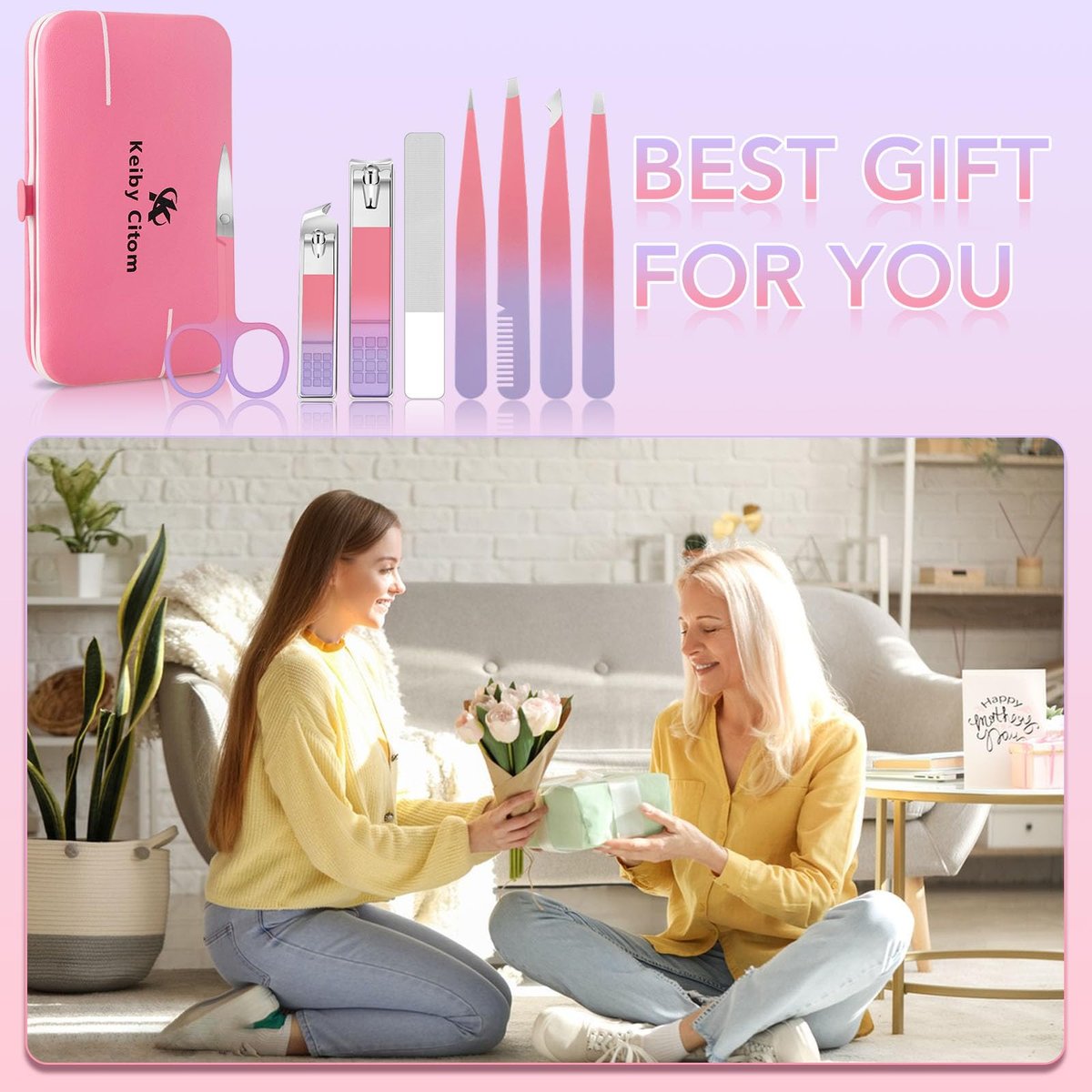 8-Piece Precision Tweezers Set for Facial Hair Removal – Stainless Steel Eyebrow Plucker Kit for Women & Men, Pink - görsel 15