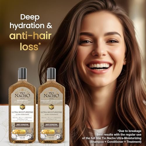 Tio Nacho Ultra-Moisturizing Frizz Control Shampoo and Conditioner Set with Organic Coconut Oil and Royal Jelly for Deep Hydration, Anti-Hair Loss, Healthier-Looking Hair, 14 fl oz Each Avelisse