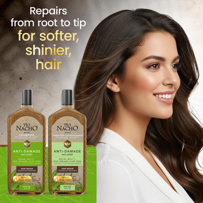 Tio Nacho Anti-Damage Shampoo & Conditioner Set with Aloe Vera & Royal Jelly, Deep Repair for Dry, Damaged Hair, Split Ends & Breakage, Keratin-Friendly Formula, 14 fl oz Each Avelisse