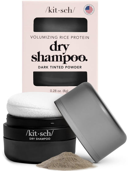 Unscented Dry Shampoo Powder for Dark Hair with Rice Protein – Volumizing, Non-Toxic, Travel Size (0.28 oz)