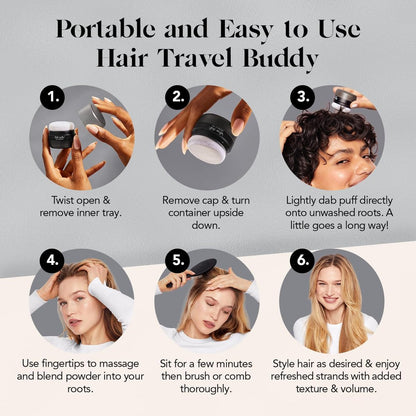 Unscented Dry Shampoo Powder for Dark Hair with Rice Protein – Volumizing, Non-Toxic, Travel Size (0.28 oz)