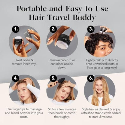 Unscented Dry Shampoo Powder for Dark Hair with Rice Protein – Volumizing, Non-Toxic, Travel Size (0.28 oz)