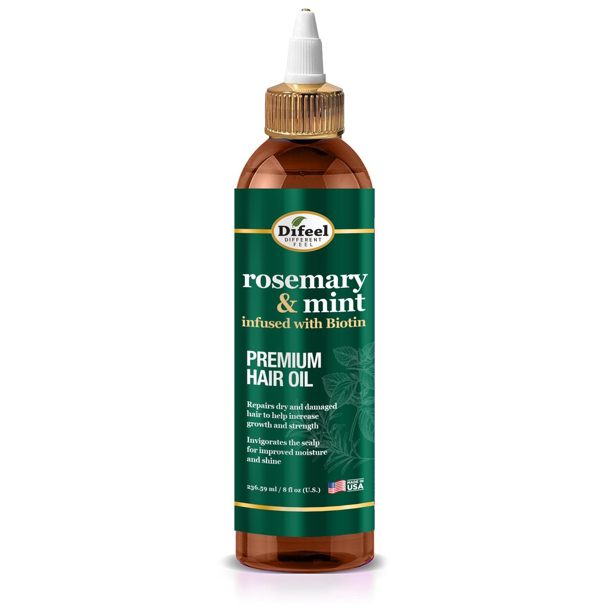 Difeel Rosemary and Mint Premium Hair Oil with Biotin - 8 oz for Hair Growth - görsel 1