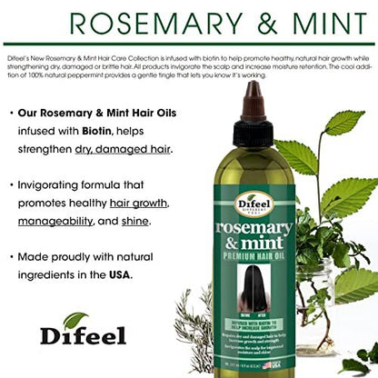 Difeel Rosemary and Mint Premium Hair Oil with Biotin - 8 oz for Hair Growth