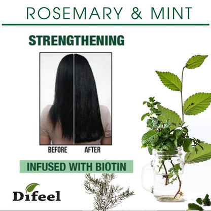 Difeel Rosemary and Mint Premium Hair Oil with Biotin - 8 oz for Hair Growth