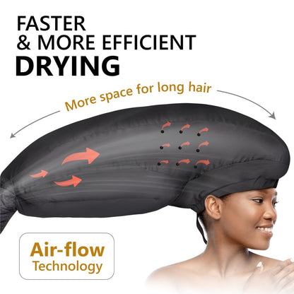 Granteva Extra Large Satin Hooded Hair Dryer Bonnet Attachment with Integrated Headband – Reduces Heat Around Ears & Neck, Speeds Up Drying, Deep Conditioning at Home Avelisse