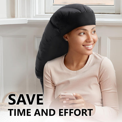 Granteva Extra Large Satin Hooded Hair Dryer Bonnet Attachment with Integrated Headband – Reduces Heat Around Ears & Neck, Speeds Up Drying, Deep Conditioning at Home Avelisse