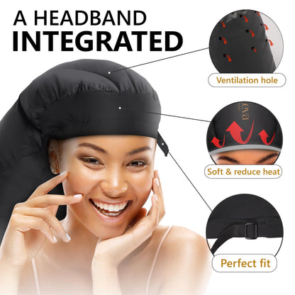 Granteva Extra Large Satin Hooded Hair Dryer Bonnet Attachment with Integrated Headband – Reduces Heat Around Ears & Neck, Speeds Up Drying, Deep Conditioning at Home Avelisse