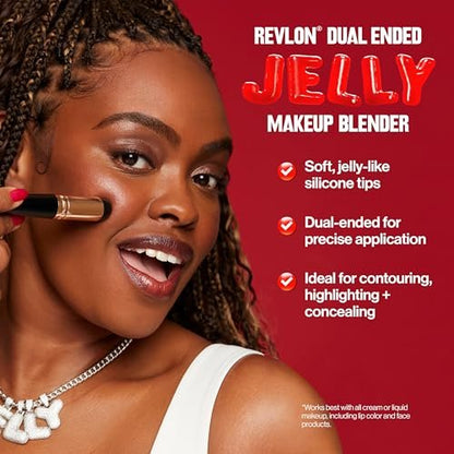 Revlon Dual Ended Jelly Makeup Blender Tool - Silicone Applicator for Blush, Bronzer, Concealer, Contour, Eyes & Lips, 1 Count
