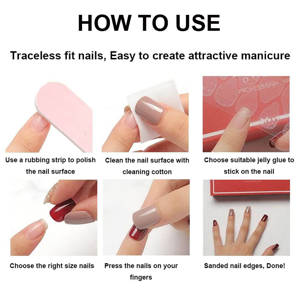 24Pcs Gothic Press on Nails Medium Almond Fake Nails - Punk Cartoon Anime Design Black White Full Cover Glue on Nails Horror Gothic French False Nails for Women Girls Acrylic Manicure Decor - görsel 13