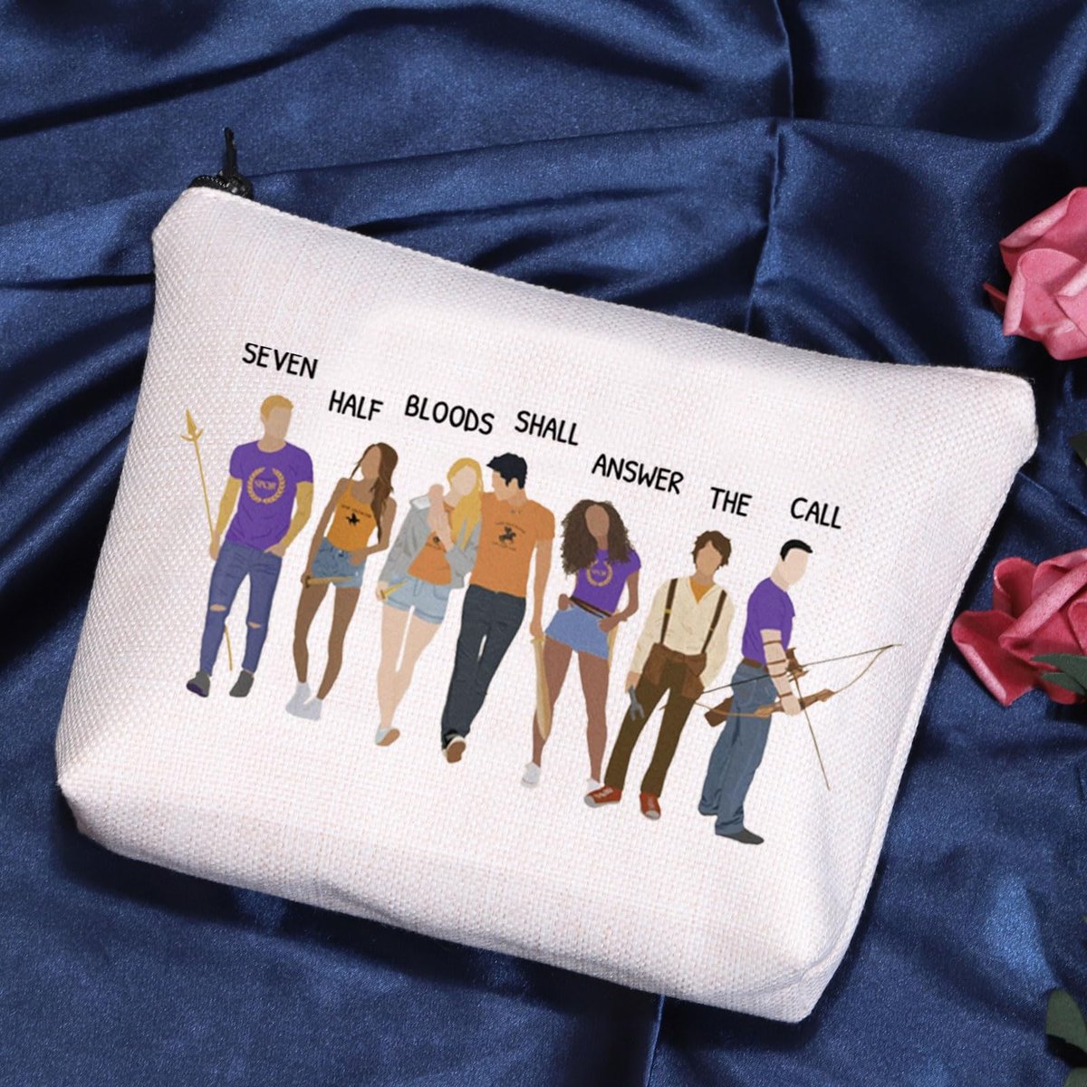 POFULL Book Lover Cosmetic Bag: Seven Half Bloods Shall Answer The Call – Bookish Gift Makeup Pouch (Beige, Canvas) - görsel 13