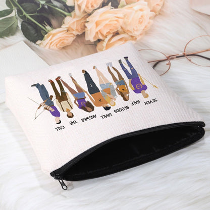 POFULL Book Lover Cosmetic Bag: Seven Half Bloods Shall Answer The Call – Bookish Gift Makeup Pouch (Beige, Canvas)
