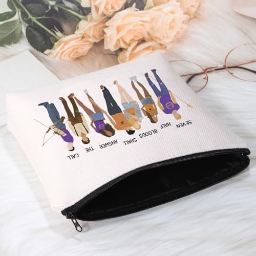 POFULL Book Lover Cosmetic Bag: Seven Half Bloods Shall Answer The Call – Bookish Gift Makeup Pouch (Beige, Canvas) - görsel 6