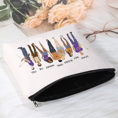 POFULL Book Lover Cosmetic Bag: Seven Half Bloods Shall Answer The Call – Bookish Gift Makeup Pouch (Beige, Canvas)