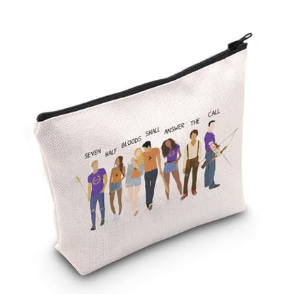 POFULL Book Lover Cosmetic Bag: Seven Half Bloods Shall Answer The Call – Bookish Gift Makeup Pouch (Beige, Canvas)