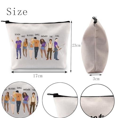 POFULL Book Lover Cosmetic Bag: Seven Half Bloods Shall Answer The Call – Bookish Gift Makeup Pouch (Beige, Canvas) - görsel 4