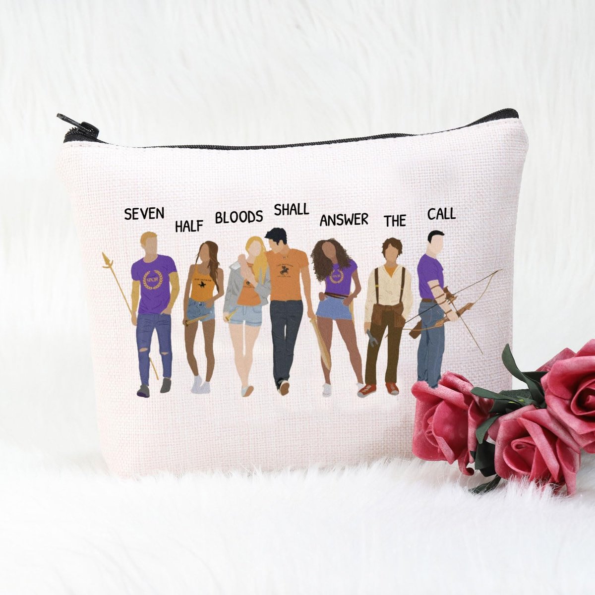POFULL Book Lover Cosmetic Bag: Seven Half Bloods Shall Answer The Call – Bookish Gift Makeup Pouch (Beige, Canvas) - görsel 9