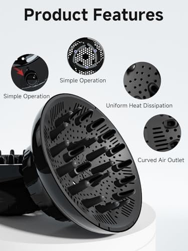 Universal Hair Diffuser Attachment for Curly Hair – Fits 1.5-2.5" Hair Dryers, Black - görsel 10