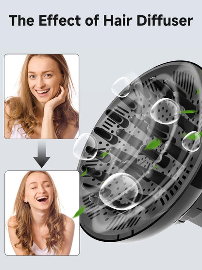 Universal Hair Diffuser Attachment for Curly Hair – Fits 1.5-2.5" Hair Dryers, Black