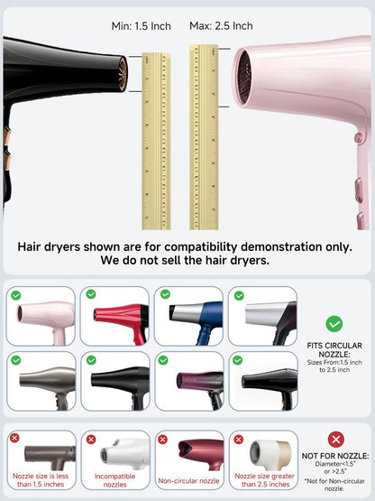 Universal Hair Diffuser Attachment for Curly Hair – Fits 1.5-2.5" Hair Dryers, Black