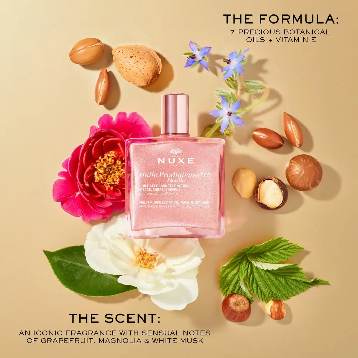 Nuxe Huile Prodigieuse Floral Shimmering Multi-Purpose Dry Oil - Radiant Glow & Hydration, 1.6 Fl Oz Avelisse