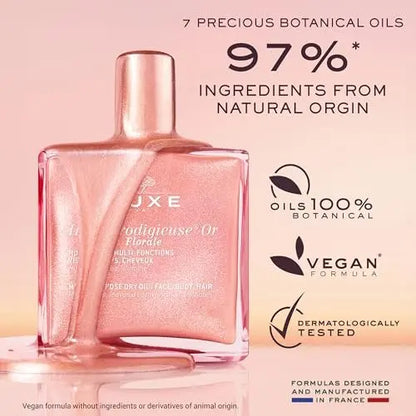 Nuxe Huile Prodigieuse Floral Shimmering Multi-Purpose Dry Oil - Radiant Glow & Hydration, 1.6 Fl Oz Avelisse