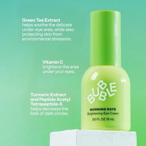 Bubble Skincare Morning Rays Brightening Eye Cream - Vitamin C Under Eye Cream for Dark Circles & Puffiness - Enriched with Green Tea Extract to Calm, Protect & Soothe Skin (15ml) Avelisse