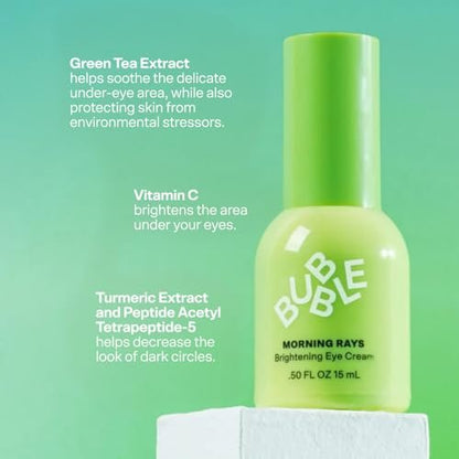 Bubble Skincare Morning Rays Brightening Eye Cream - Vitamin C Under Eye Cream for Dark Circles & Puffiness - Enriched with Green Tea Extract to Calm, Protect & Soothe Skin (15ml) Avelisse