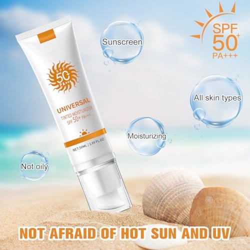 Tinted Sunscreen for Face SPF 50 - Universal Protector Solar Con Color, Face Sunscreen Moisturizer, Hydrating Sun Essence, No Sticky | Travel Size Sunscreen (2-Pack) Avelisse