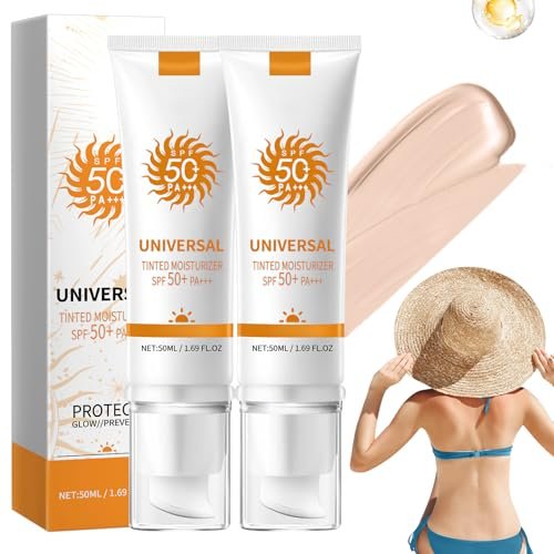 Tinted Sunscreen for Face SPF 50 - Universal Protector Solar Con Color, Face Sunscreen Moisturizer, Hydrating Sun Essence, No Sticky | Travel Size Sunscreen (2-Pack) Avelisse