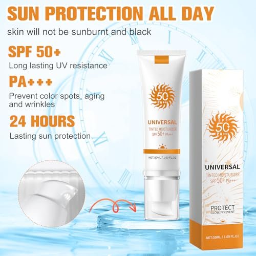 Tinted Sunscreen for Face SPF 50 - Universal Protector Solar Con Color, Face Sunscreen Moisturizer, Hydrating Sun Essence, No Sticky | Travel Size Sunscreen (2-Pack) Avelisse