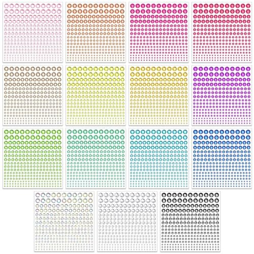 Tidponra 4170 Pcs Self Adhesive Rhinestone Gem Stickers – 6 Sizes, 15 Colors for Hair, Face, Body, DIY Crafts & Card Decorations - görsel 2