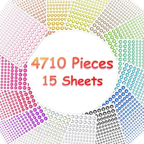 Tidponra 4170 Pcs Self Adhesive Rhinestone Gem Stickers – 6 Sizes, 15 Colors for Hair, Face, Body, DIY Crafts & Card Decorations - görsel 4