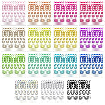 Tidponra 4170 Pcs Self Adhesive Rhinestone Gem Stickers – 6 Sizes, 15 Colors for Hair, Face, Body, DIY Crafts & Card Decorations